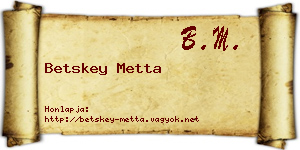 Betskey Metta névjegykártya